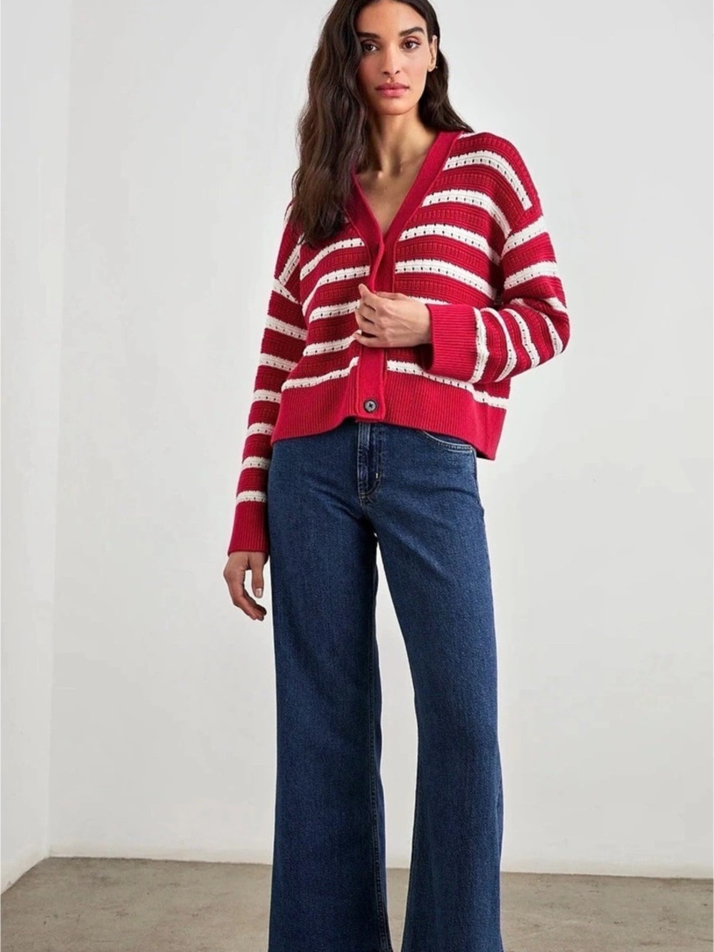 Rails Geneva Cardigan Striped Pink & White Medium NWT online for $258